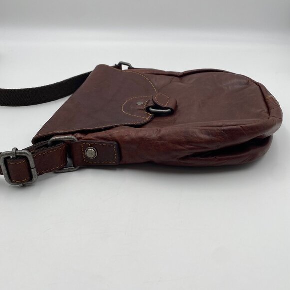 Jack Georges Dark Brown Leather Crossbody Bag Rustic Cowboy Rodeo Purse Boho 9" - Picture 4 of 13